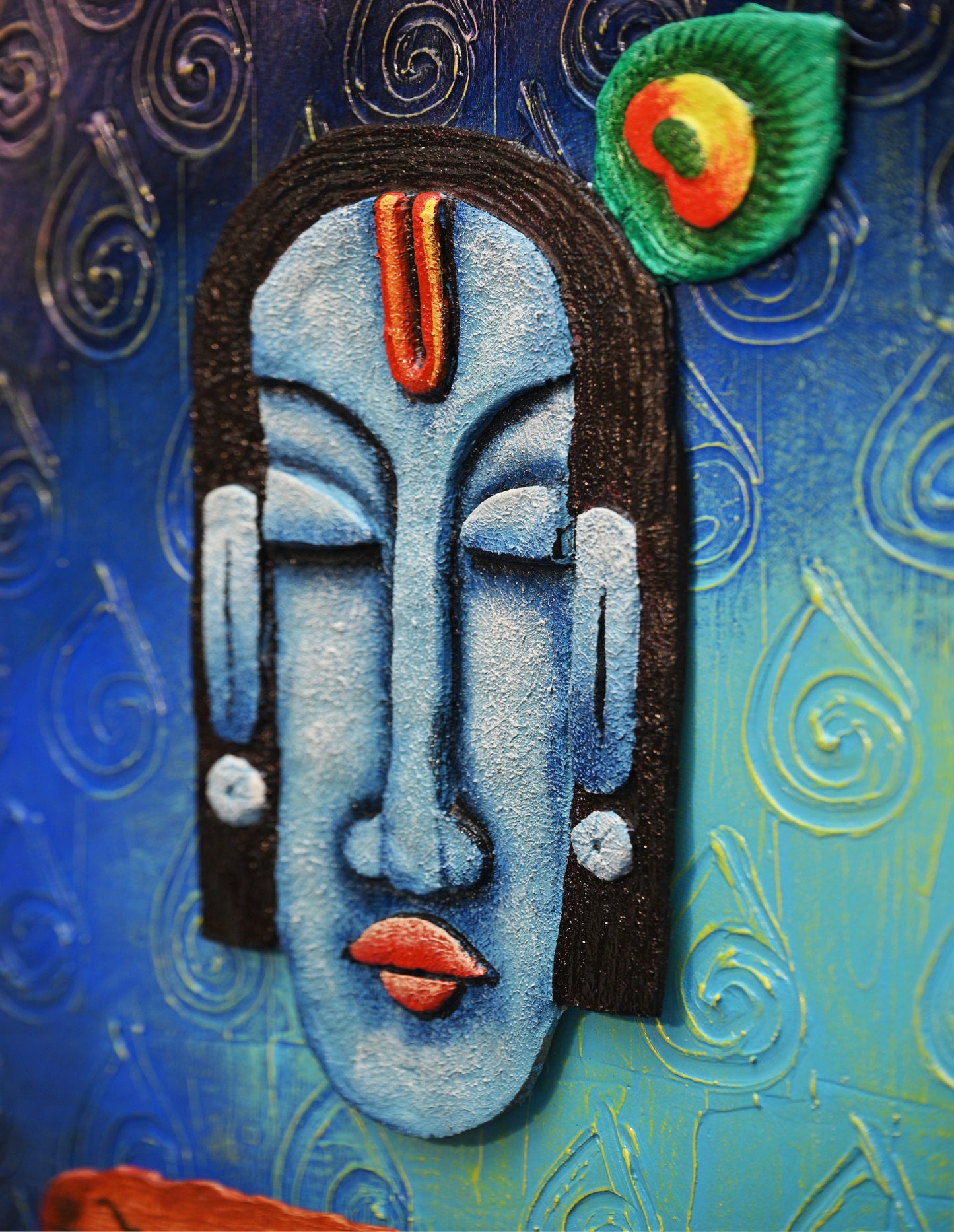 3D Krishna Painting | Wall Decor | Intricate Mural